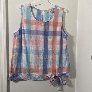 J. Crew Gingham Side Tie Sleeveless Top